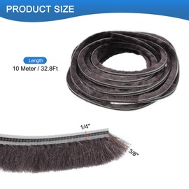 Awclub Brush Seal Weather Stripping, 1/4" x 3/8" x 32.8ft Card Slot Door Brush Strip for PVC Sliding Sash Door Window and Wardrobe Seal - Non-Adhesive Backing