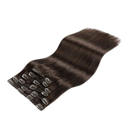 VINBAO Clip in Hair 20 Inch 6pcs 120g Darkest Brown Remy Hair Extensions Clip in Human Hair Brown Straight Double Weft Human Hair Extensions(#2,20'')