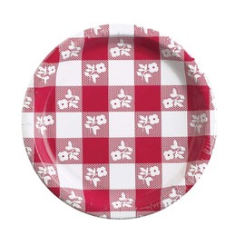 Club Pack of 96 Red Gingham Disposable Paper Party Banquet Dinner Plates 10"