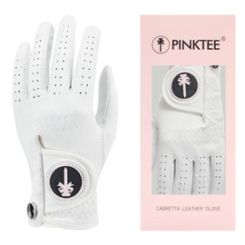 CROWNBLANKS PINKTEE Women's Golf Glove Soft Cabretta Leather Left Hand Ladies Golf Gloves with Mark All Weather Grip Comfort Fit Small Medium Large for Outdoor Sports (Medium)