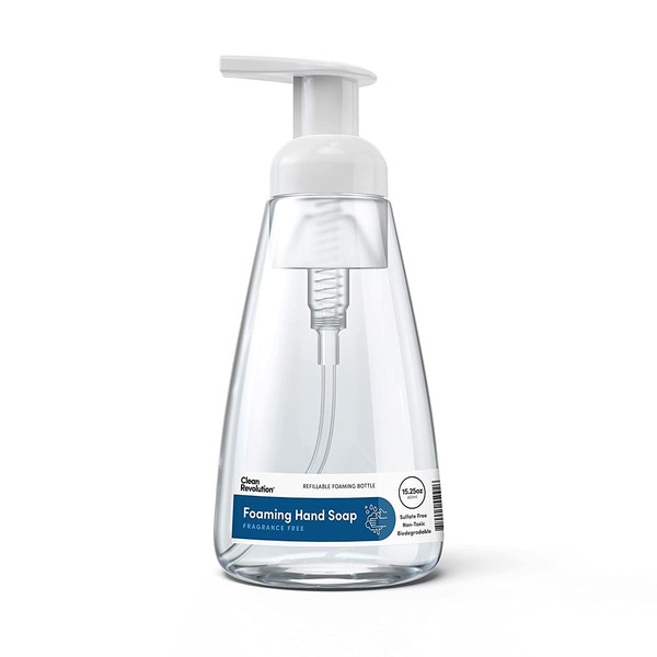 Clean Revolution Foaming Hand Soap | Gentle, Moisturizing | Ready To Use | Real Essential Oils | Fragrance Free | 15.25 Fl Oz