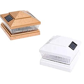 RELIGHTABLE 2 Pack Solar Square Top Pointed Post Cap Lights with Optional 6x6 or 5x5 or 4x4 Adapters (Copper, Size 5"X5")