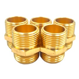 5 Pcs 3/4”GHT Male X 3/4”NPT Male Solid Brass Garden Hose Fittings Connectors Adapter,GHT To NPT Adapter Pipe Brass Fitting Connect