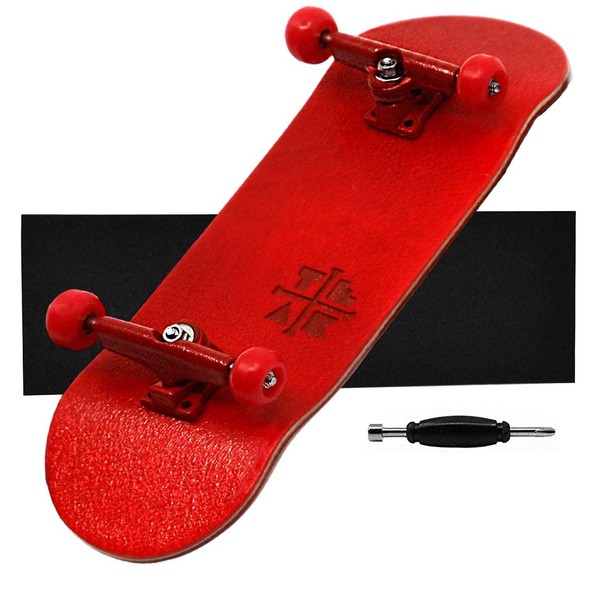 Teak Tuning Prolific Pre-Assembeld Complete Fingerboard with Prodigy Trucks, 32mm - Red Rover - Upgraded Components, Locknuts, Bearing Wheels - Pro Board Shape & Size