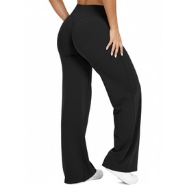 CHANGEZOE Straight Leg Yoga Pants for Women Wide Leg High Waist Stretch Soft Flared Workout Leggings #Black