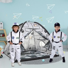 LimitlessFunN Space Rocket Ship Kids Play Tent | Includes Star Lights & Carrying Case |, Children Imaginative Astronaut Dome Playhouse for Boys, Toddlers, Indoor & Outdoor, 48" D x 48" W x 42" H