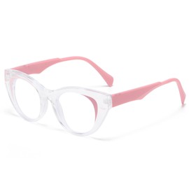 LJCZKA Katzenauge Blaulichtfilter Brille Damen Runde Brille Ohne Stärke Cateye Anti-Müdigkeit für PC, TV und Handy