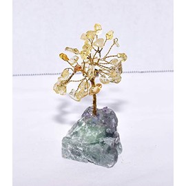 Natural Rock Quartz Yellow Citrine Stone Crystal Tree for Good Luck, Wealth & Prosperity-Home Office Table Decor