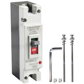 Heschen DC Circuit Breaker MCCB 1 Pin DC250V Photovoltaic Circuit Breaker for PV Solar System Solar Panels Power System (125A HSM1PV-125)