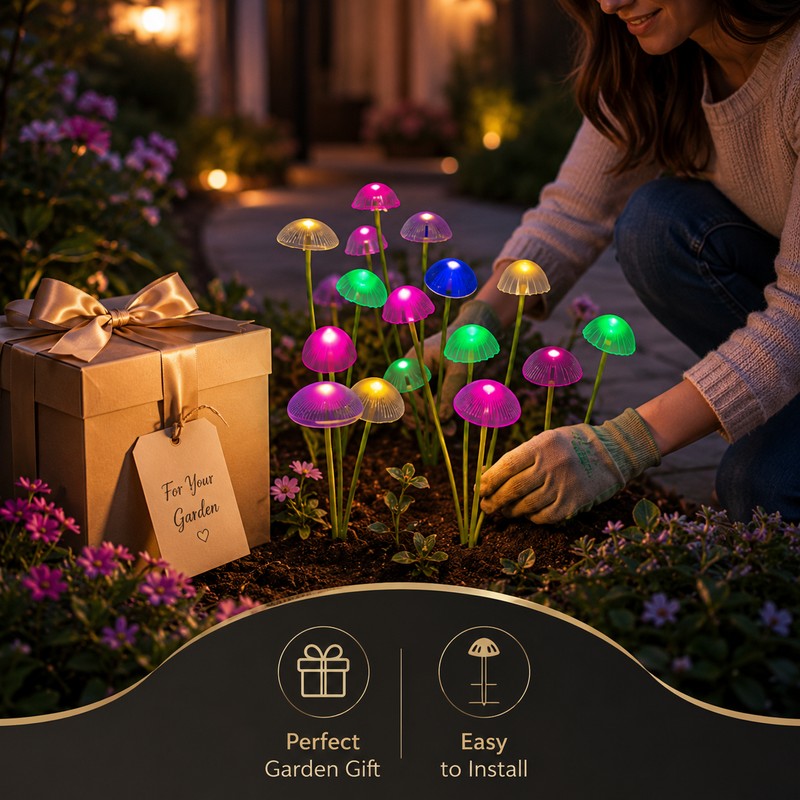 Solar Mushroom Garden Lights for Outdoor Decor – Dual Mode