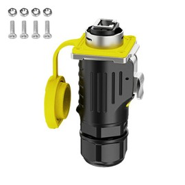 E-WeiChat LP-24 RJ45 IP67 Industrial Waterproof Connector 8P8C Dual Port Ethernet Aviation Plug Fast Network Signal Round Connector Anti-interference Metal Housing M24 Flange Socket