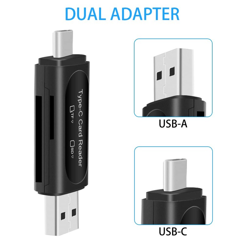 SD Card Reader, Seminer 4-in-1USB C/USB 2.0 Dual Slot OTG