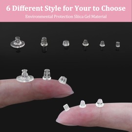 BIDEX 600 PCS Clear Silicone Backs for Studs and Droopy Jewelry – 6 Styles Soft Hypoallergenic Rubber Backings, Plastic Stoppers and Replacements with Storage Box for Secure Fit & Comfortable Wear
