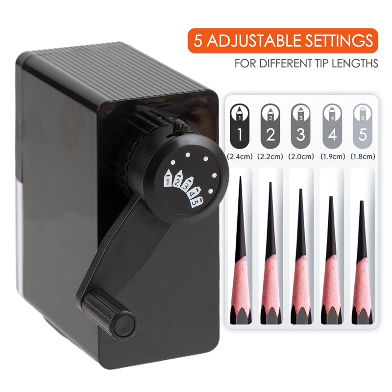 Marie's Manual Pencil Sharpener, Hand Crank Artist Sharpener with Adjustable
