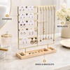 Metal Jewelry Organizer Stand with Wooden Tray, Multi-Tier Earring, Necklace,