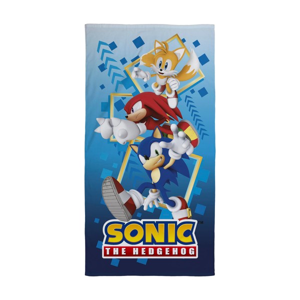 Character World Official Sonic the Hedgehog Kids Towel | Super Soft Feel, Bounce Design | Perfect The Home, Bath, Beach & Swimming Pool | One Size 70cm x 140cm | 100% Cotton