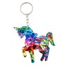 CrownOfRibbons Unicorn Keyring, Rainbow Girls Suitcase luggage accessory, Sequin Sparkles
