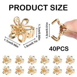 40 PCS Small Flower Hair Clips for Women Mini Tiny Sparkling Metal Gold Hair Flower Claw Clips Sweet Artificial Bangs Clips Decorative Cute Hair Accessories for Women Girls