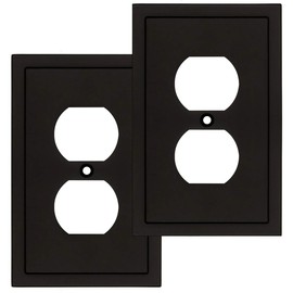 Henne Bery Modern Edge Decorative Wall Plate Switch Plate Outlet Cover, Durable Solid Zinc Alloy (Double Blank, White)