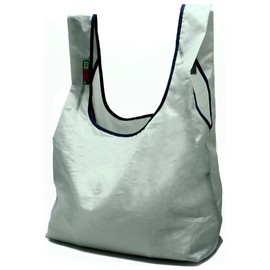 EcoJeannie 4 PK Ripstop Nylon Foldable Reusable Bag Grocery Shopping Bag, built-in Pouch, RBS044 (Gray, Navy, Mustard, Wine)