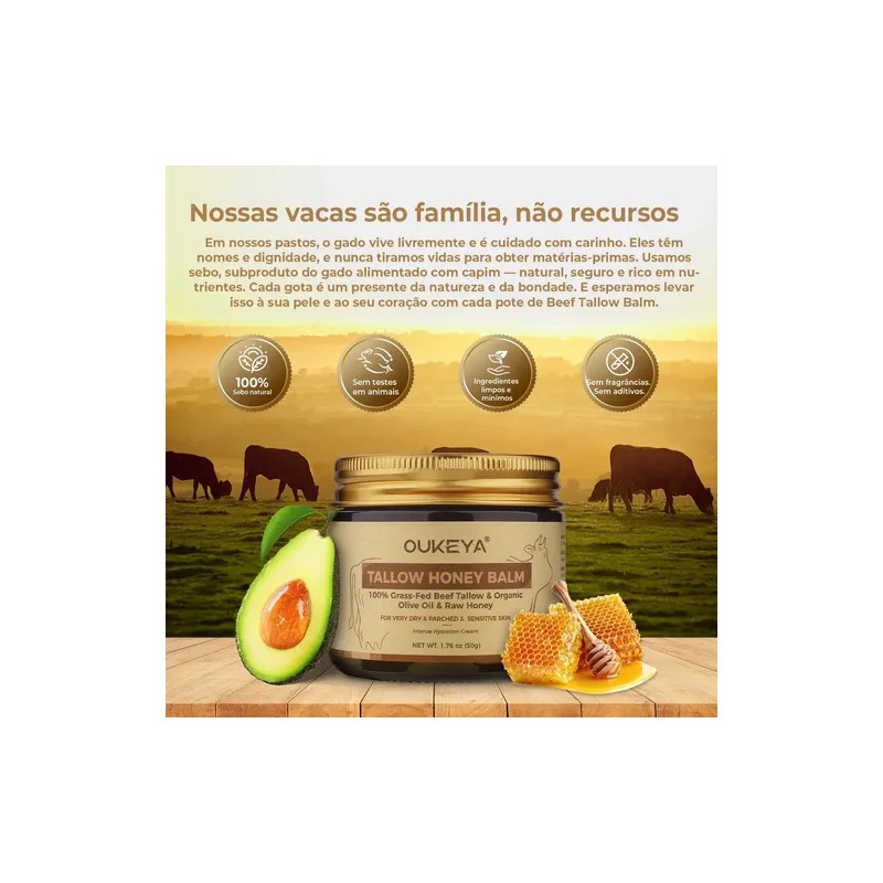 Crema Facial Oukeya Hidratante con Sebo y Miel para Piel