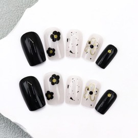 [ALLEVG] Nail Tips, 24 Pieces, Nail Tips, Short 3D, Autumn and Winter, Popular, Japanese Style, Cute, Simple, Stylish, Coming of Age Ceremonies, School Entrance Ceremonies, Graduation Ceremonies,