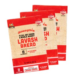 Joseph's Bakery Lavash Bread, Flax Oat Bran & Whole Wheat, Reduced Carb, Fresh Baked (12 Count Flax)