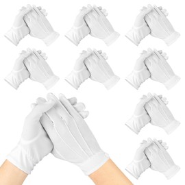 SynHHergyx 24 Pairs White Gloves Men and Women, Uniform Gloves Santa Gloves Mens Dress Gloves Guard Gloves with Snap Cuff, Coin Jewelry Inspection Gloves Pallbearer Funeral Gloves Costume