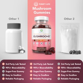 Sugar-Free Mushroom Complex Gummies - Potent 10x Mushroom Supplement with Lions Mane, Chaga, Reishi, Cordyceps Natural Stress Support, Calm Gummies, Nootropic Supplement, No Sugar or Pills