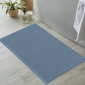 LuxUrux Bath Mat-Extra-Soft Plush Bath Shower Bathroom Rug,1'' Chenille Microfiber Material, Super Absorbent Shaggy Bath Rug. Machine Wash & Dry