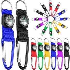 TOODOO 36 Pieces Compass Keychain Bulk Metal Buckle Belt Clips Adventure Party Favors Outdoors Camping Theme Birthday Party Favors School Map Project Prizes for Kids (5.3 Inch)