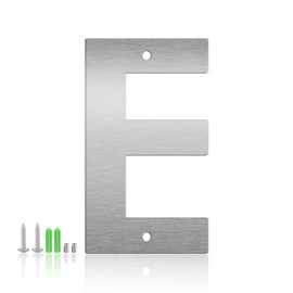 Monlyey 3 Inch Stainless Steel Floating Door Numbers and Metal Letters, Modern Silver Metal House and Mailbox Numbers, Sleek House Address Sign for Home, Apartment, and Garden Decor (Letter E)