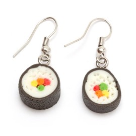 Idin Handmade Earrings - Miniature handmade sushi roll polymer clay drop earrings