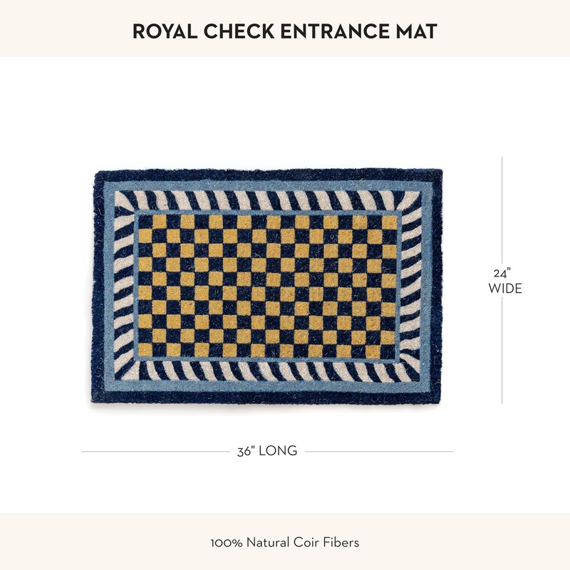 MACKENZIE-CHILDS Entrance Mat, Decorative Outdoor Front-Door Mat, Coir Doormat, Blue-and-White