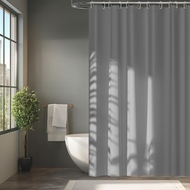 Seenus Light Grey Waterproof Fabric Shower Curtain Liner with 3 Big Magnets, Washable Cloth Shower Liner with 12 Hooks, 72 x 72 inch Light Gray Neutral Bathroom Shower Curtain Lightweight