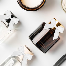 Satin Ribbon White Bows 2" Self Adhesive Satin Bows for Gift Wrapping Premade Satin Bows with Double-Sided Tape for Making Crafts Baby Shower Birthday Party Wedding Decorations, 50 PCs