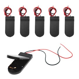 QTEATAK 6 Pcs 2 x 3V CR2032 Button Coin Cell Battery Holder with Leads On Off Switch