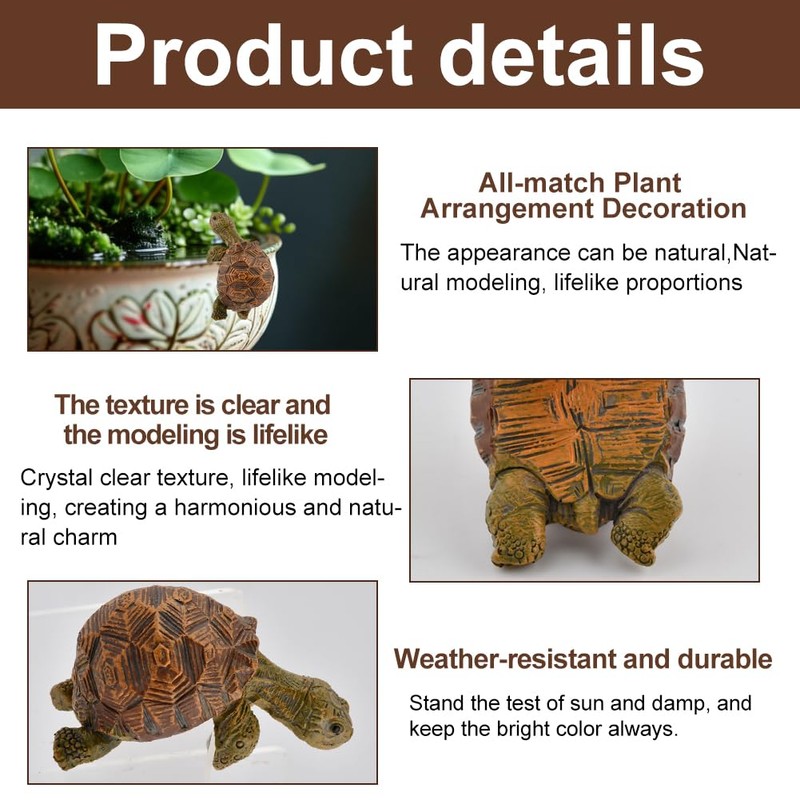 Turtle Statue Tortoise Figurine Plant Pot Hanger, Mini Climbing Turtle