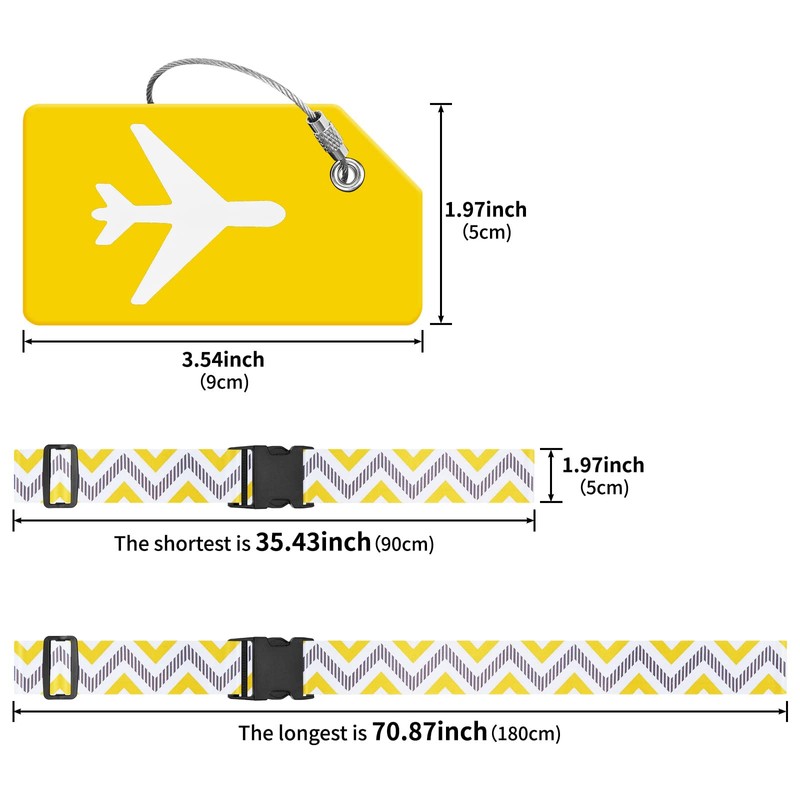 ZOUIQSS 2 Pack Adjustable Luggage Straps,Heavy Duty Suitcase Belts,Luggage Tag