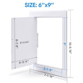 TICONN Access Panel for Drywall, 6 x 9 Inch ABS Plastic Wall Hole Cover Access Doors, Easy Install Drywall Access Panel, Ceiling, Wiring and Cables