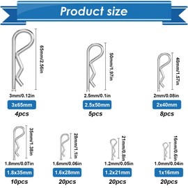 Eoppen Eoppen Cotter Pin Assortment Kit 304 Stainless Steel 13 Sizes Hardware Pins & Hairpin R Clips for Hitch Pin Lock Systems