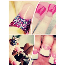 enForten 500 pcs Natural Color Duck Feet Style Nail Tips Wide French False Nail Tips Acrylic Nail