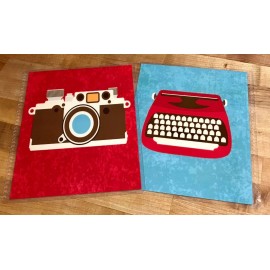 Handmade Vintage Media Camera Typewriter Cover Set for use with Erin Condren Planner