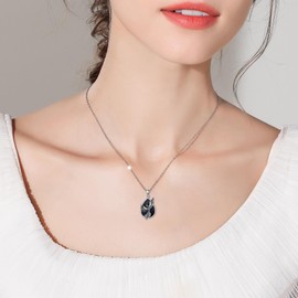 CUPENDA Phoenix Necklace Sterling Silver Blue Sandstone Phoenix Drop Pendant Phoenix Jewellery Gifts for Women Girls, Sterling Silver, No Gemstone