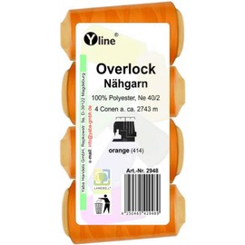 Pack of 4 Overlock Sewing Cotton, Orange, A. 2743 Yard Ne 40/2, 100% Polyester Sewing Thread, Yarn Sewing 2948