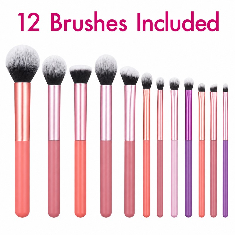 12pcs Makeup Brush Set for Face & Eyes - Soft