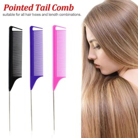 Purple Fine-tooth Metal Portable Rat Tail Comb - Hairdresser's Hair Styling Tool for Beauty,Rat Tail Comb Fine Pro Tail Combs Rat Tail Carbon Hair Combs,Styling Tools and Appliances