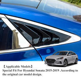 for Sonata Window Louvers Air Vent Scoop Shades Cover Blinds Fit for Hyundai Sonata 2015 2016 2017 2018 2019 Rear Side Window Louvers Decoration Trims ABS Material 2PCS (Bright Black)