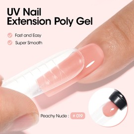 Gellen Poly Nail Gel Nail Extension Gel, 60 g 019 Peachy Nude Trendy Nail Art Design Nail Manicure Enhancement Gel Nail Strengthener for Beginner Professional Nail Art Salon Easy DIY at Home