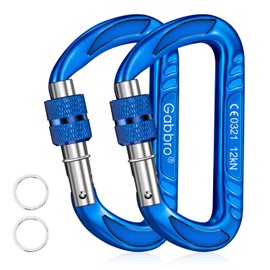 Gabbro Carabiner Clips Heavy Duty 12kN (2697 lbs), | Locking, 3.2 Inch, Aluminum, Lightweight, 2 Pack | for Hammock, Hiking, Camping, Water Bottle, Dog Leash Harness, Keychains